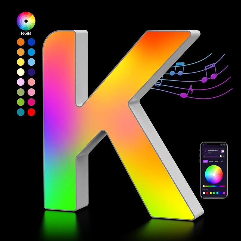 OJQ Light Up Letters LED Letter - Marquee Letters Room Decor Alphabet Letter Music Sync Color Change Colorful - Wall Decor for Bedroom Happy Birthday Decorations for Teen Girls Aesthetic - Image 1